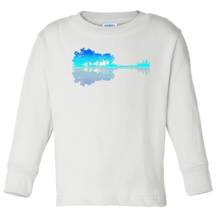 Funny Guitar Lake Shadow Love Guitar Musician Toddler Long Sleeve Shirt