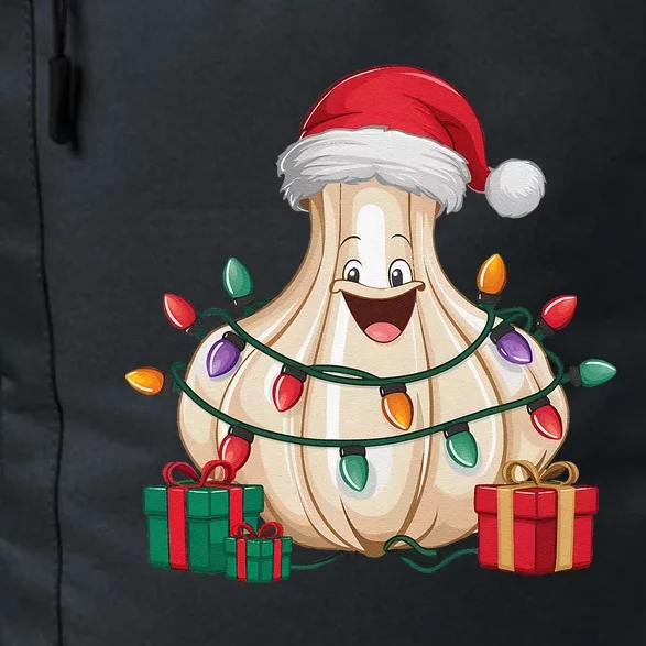 Funny Garlic Lover Xmas Lighting Santa Hat Garlic Christmas Daily Commute Backpack