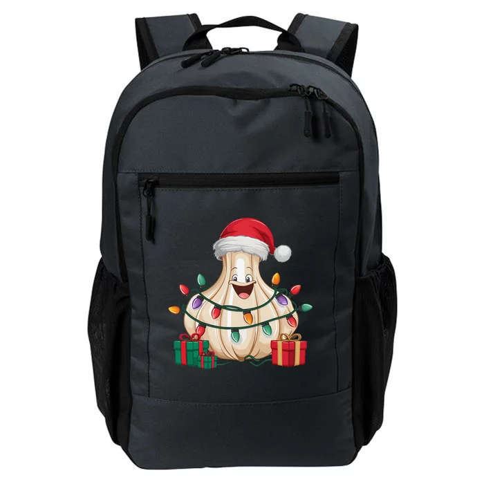 Funny Garlic Lover Xmas Lighting Santa Hat Garlic Christmas Daily Commute Backpack