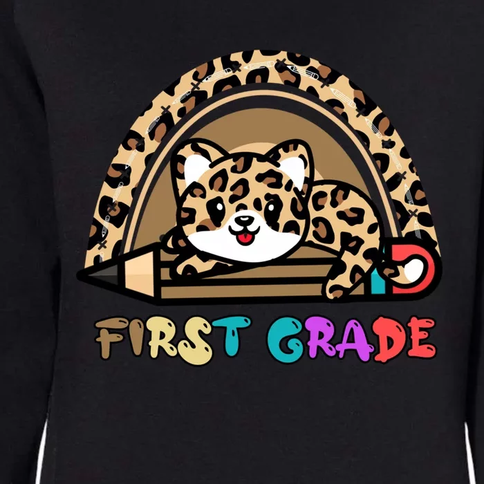 First Grade Leopard Rainbow Teacher 1St Grade Meaningful Gift Womens California Wash Sweatshirt