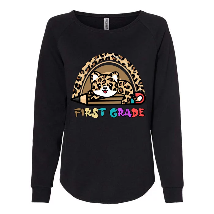 First Grade Leopard Rainbow Teacher 1St Grade Meaningful Gift Womens California Wash Sweatshirt