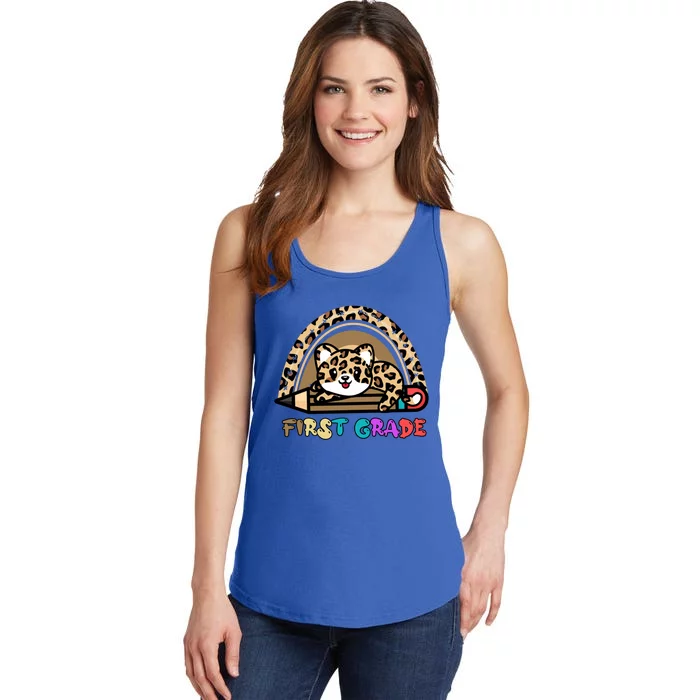 First Grade Leopard Rainbow Teacher 1St Grade Meaningful Gift Ladies Essential Tank