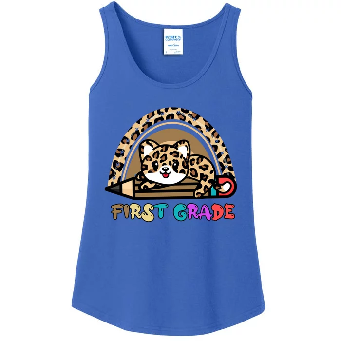 First Grade Leopard Rainbow Teacher 1St Grade Meaningful Gift Ladies Essential Tank