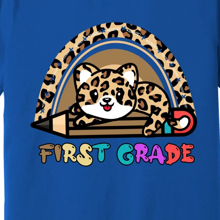 First Grade Leopard Rainbow Teacher 1St Grade Meaningful Gift Premium T-Shirt