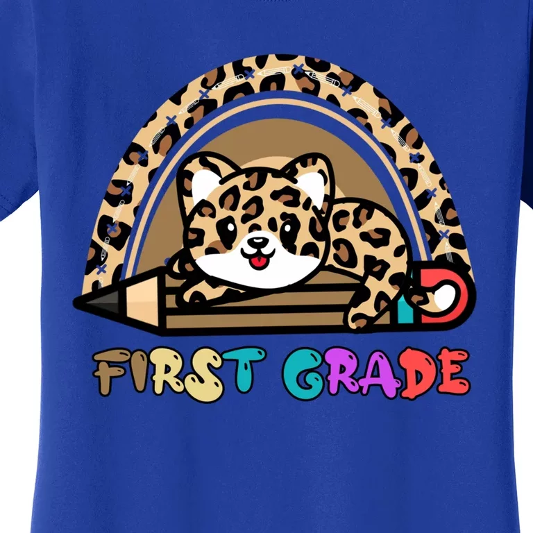 First Grade Leopard Rainbow Teacher 1St Grade Meaningful Gift Women's T-Shirt