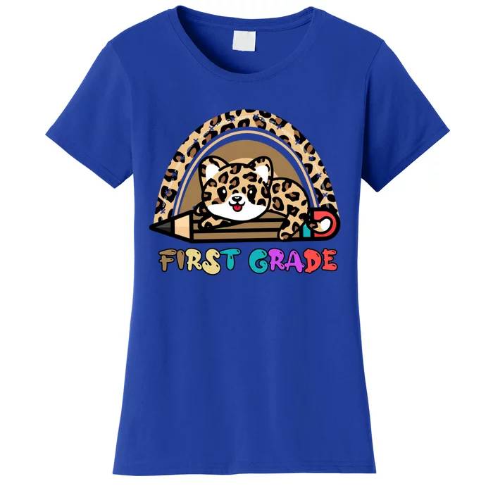 First Grade Leopard Rainbow Teacher 1St Grade Meaningful Gift Women's T-Shirt