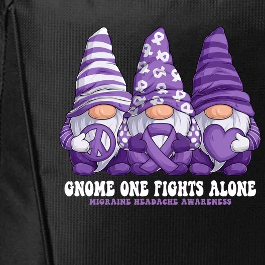 Funny Gnomies Migraine Headache Awareness Purple Ribbon Gift City Backpack