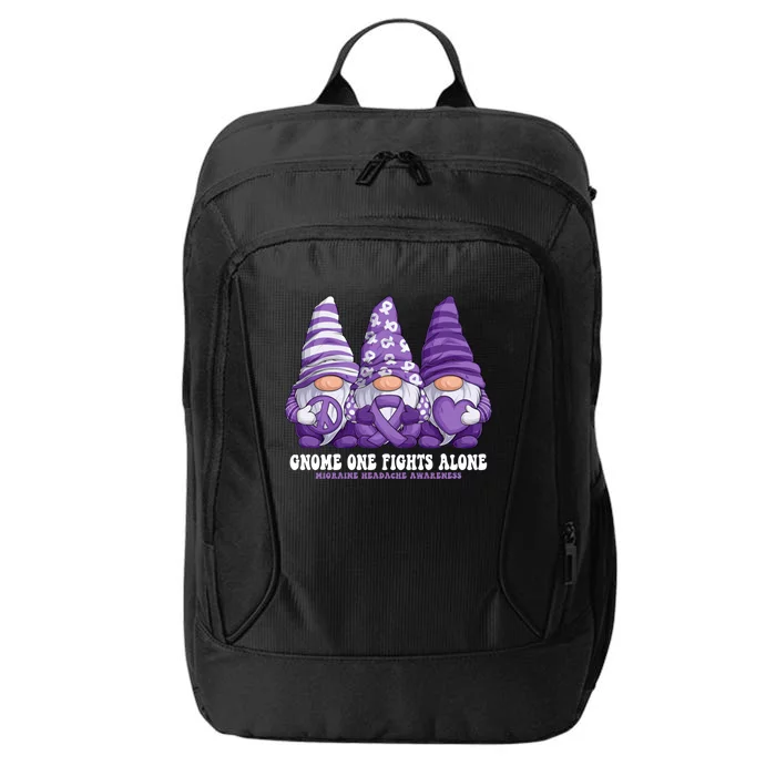 Funny Gnomies Migraine Headache Awareness Purple Ribbon Gift City Backpack