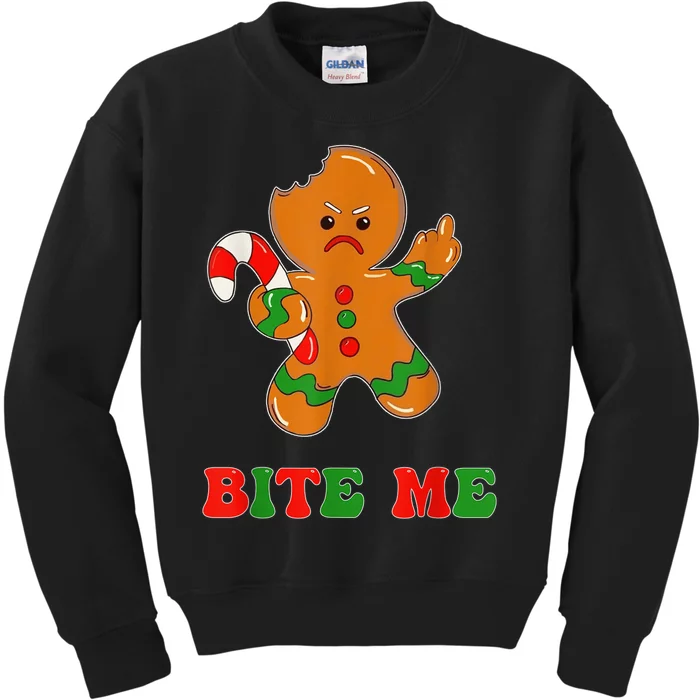 Funny Gingerbread Man Bite Me Christmas Cookie Costume Kids Sweatshirt