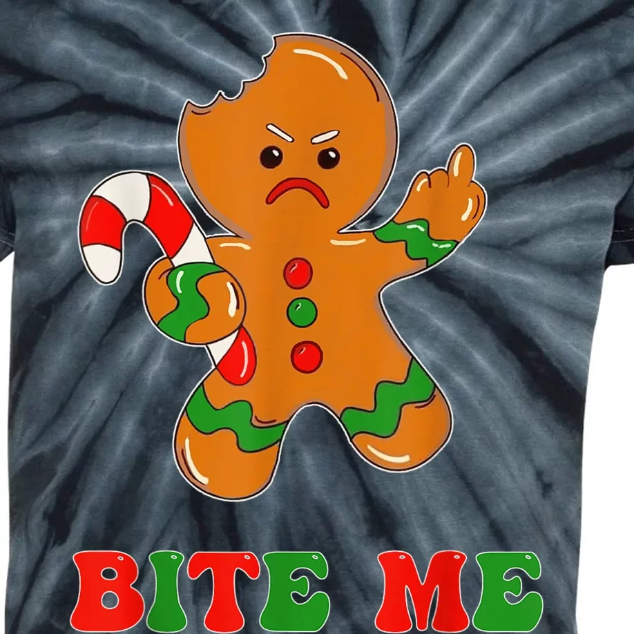 Funny Gingerbread Man Bite Me Christmas Cookie Costume Kids Tie-Dye T-Shirt