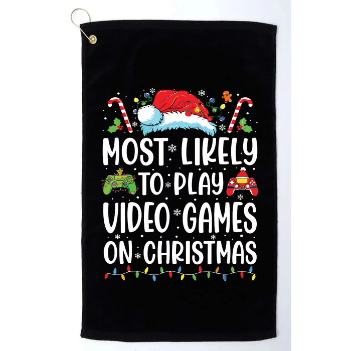 Funny Gamer Most Likely To Play Video Games On Christmas Platinum Collection Golf Towel