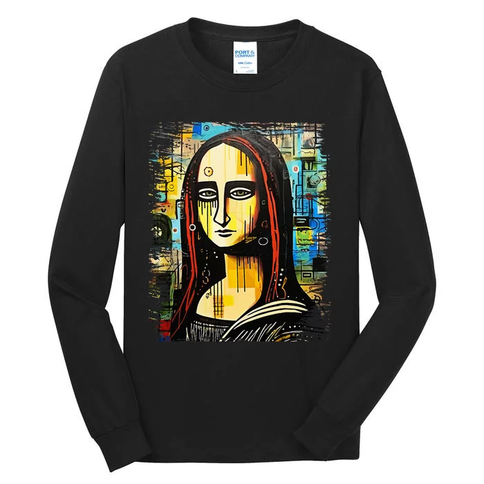 Funny Gothic Mona Lisa 90s Pop Art Graffiti Style Aesthetic Tall Long Sleeve T-Shirt