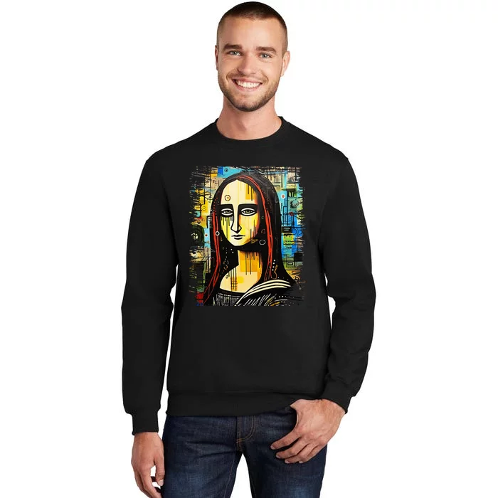 Funny Gothic Mona Lisa 90s Pop Art Graffiti Style Aesthetic Tall Sweatshirt