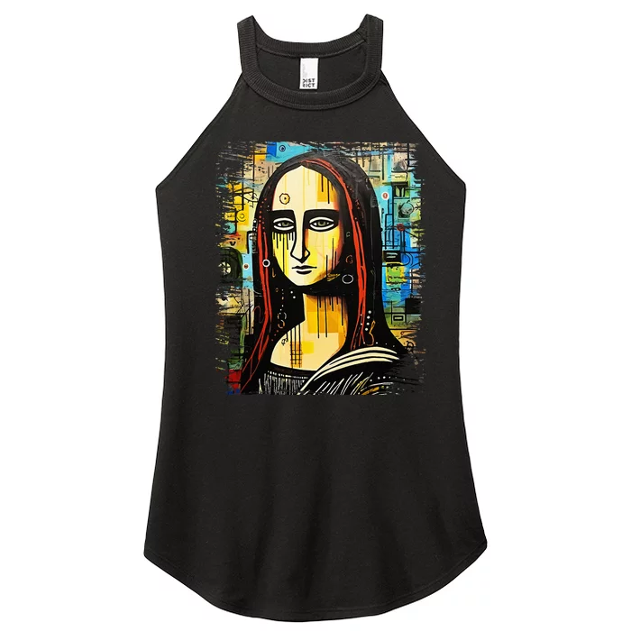 Funny Gothic Mona Lisa 90s Pop Art Graffiti Style Aesthetic Women’s Perfect Tri Rocker Tank