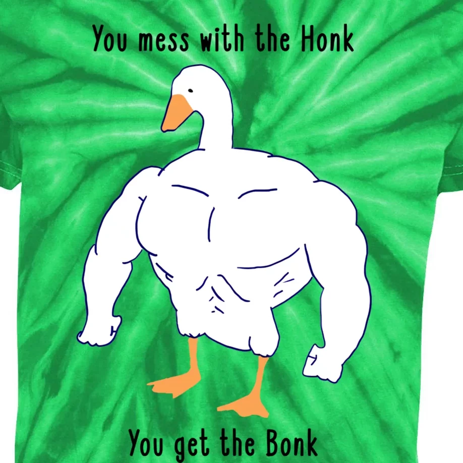 Funny Goose Mess With The Honk You Get The Bonk Goose Meme Kids Tie-Dye T-Shirt