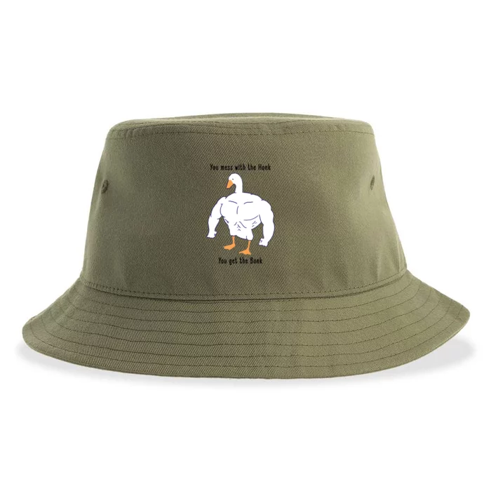 Funny Goose Mess With The Honk You Get The Bonk Goose Meme Sustainable Bucket Hat