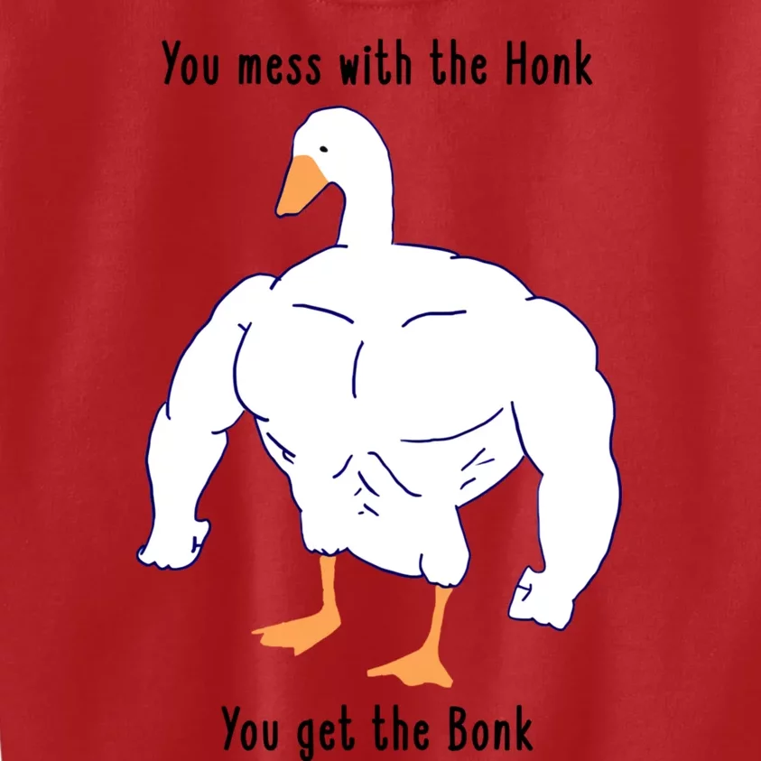 Funny Goose Mess With The Honk You Get The Bonk Goose Meme Kids Sweatshirt