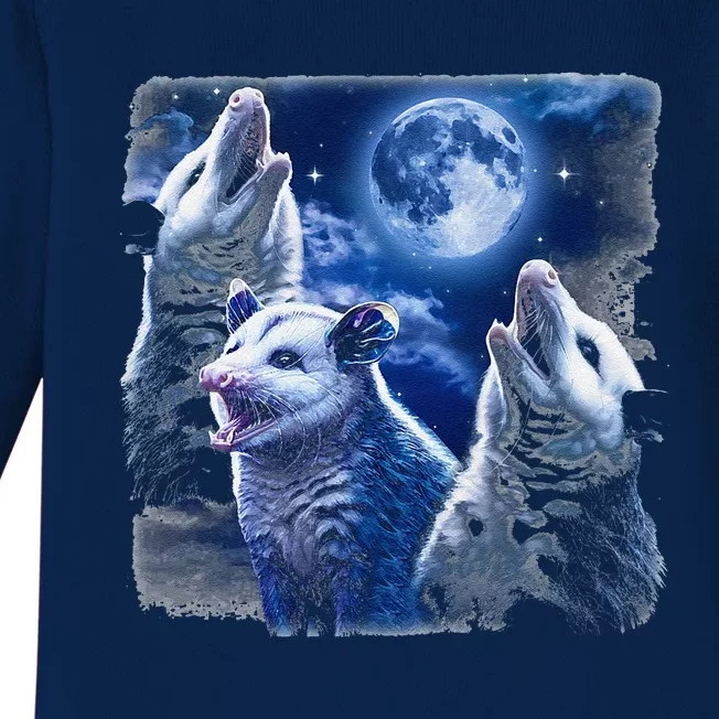 Funny Graphic Moons Opossum Starry Night & Opossums Possum Animals Baby Long Sleeve Bodysuit