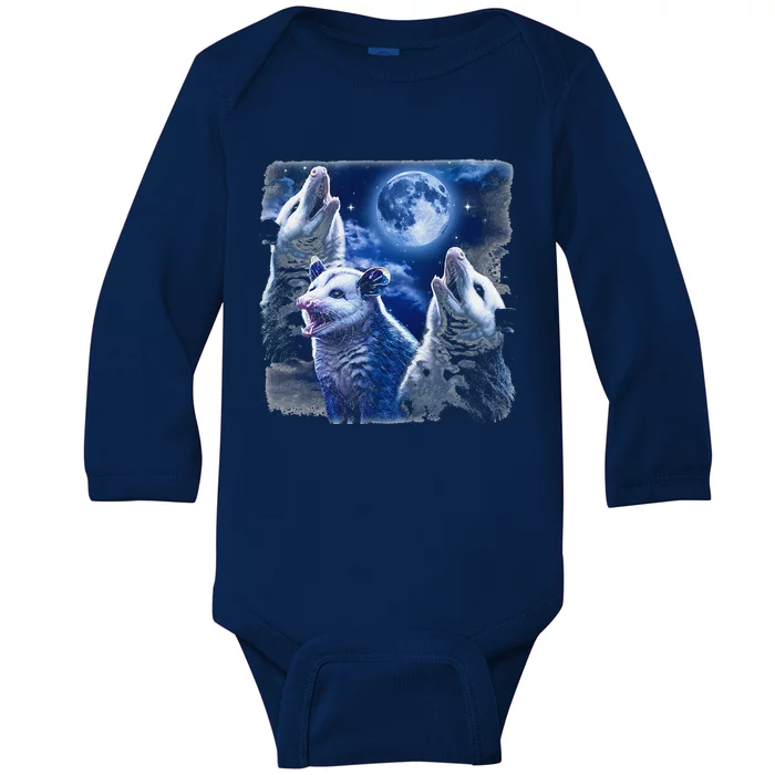 Funny Graphic Moons Opossum Starry Night & Opossums Possum Animals Baby Long Sleeve Bodysuit