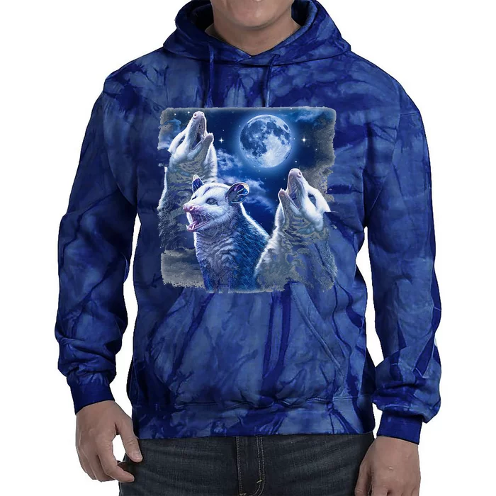 Funny Graphic Moons Opossum Starry Night & Opossums Possum Animals Tie Dye Hoodie