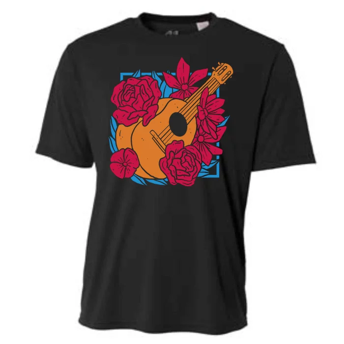 Floral Guitar Music Cooling Performance Crew T-Shirt