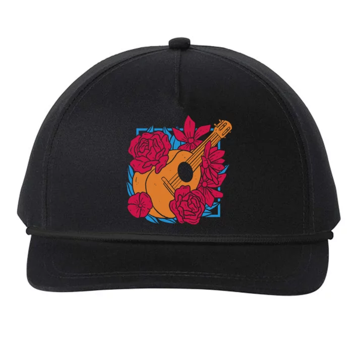 Floral Guitar Music Snapback Five-Panel Rope Hat