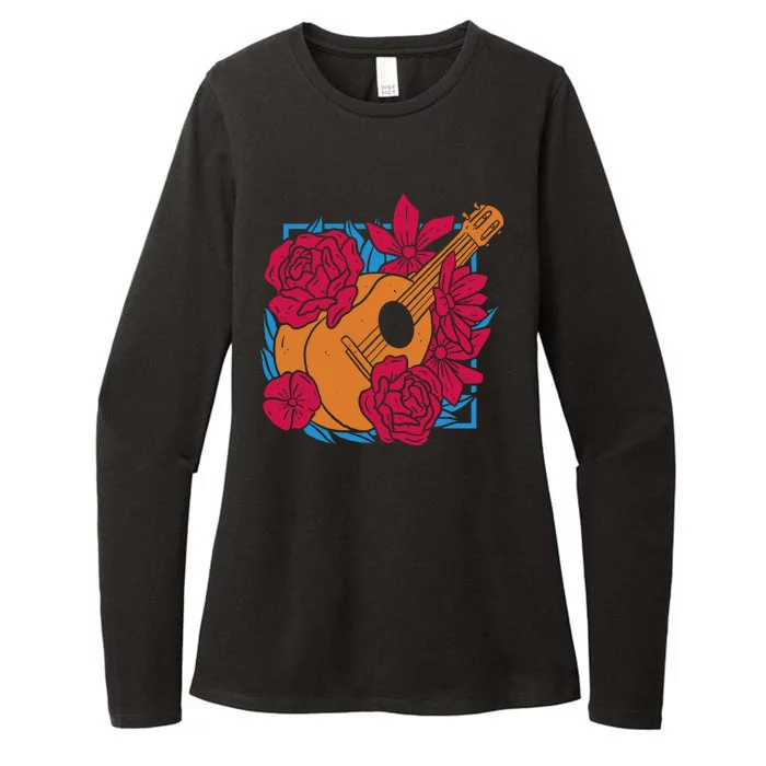 Floral Guitar Music Womens CVC Long Sleeve Shirt