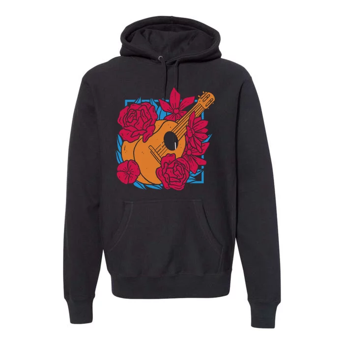 Floral Guitar Music Premium Hoodie