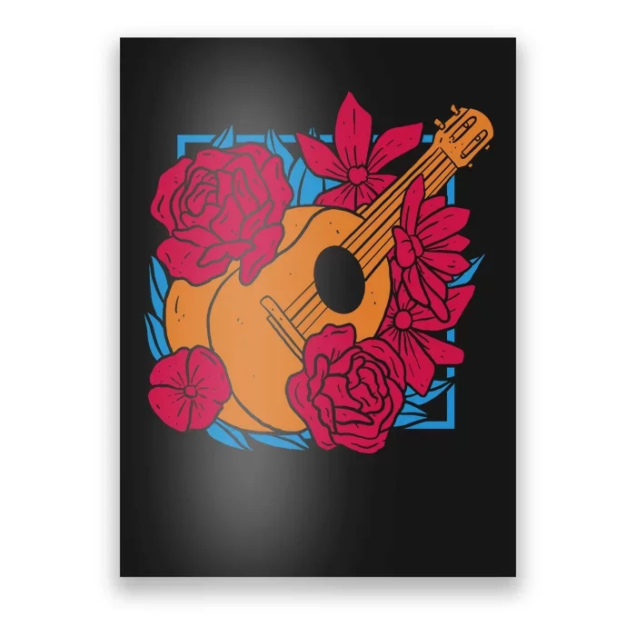 Floral Guitar Music Poster