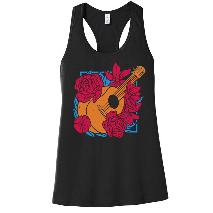 Floral Guitar Music Women's Racerback Tank