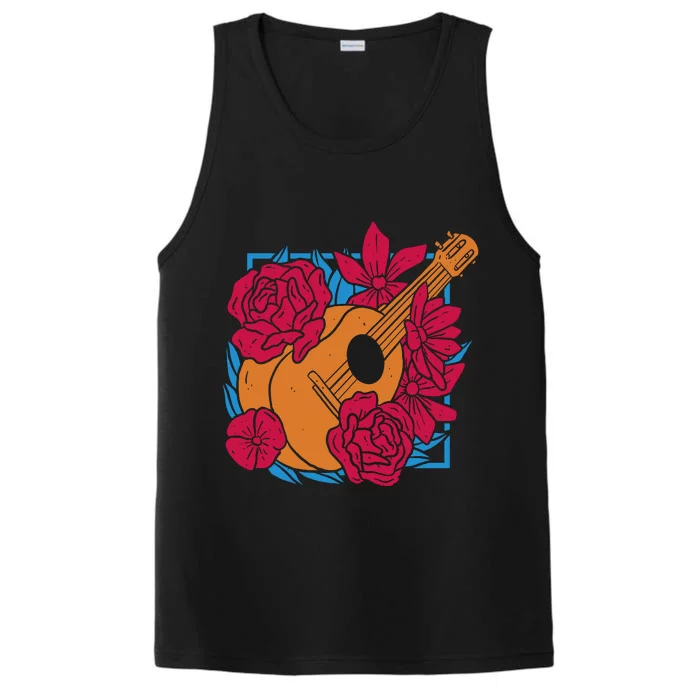 Floral Guitar Music Performance Tank