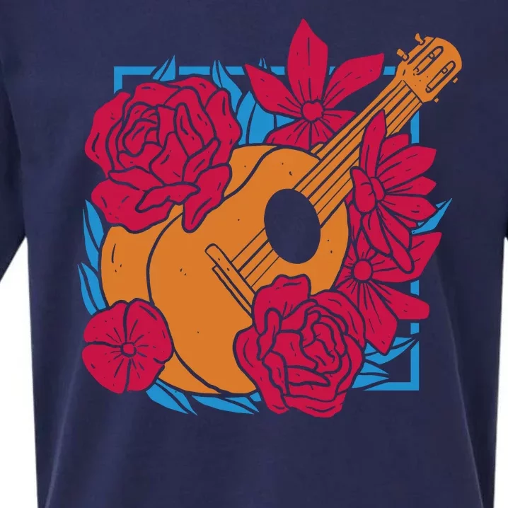 Floral Guitar Music Sueded Cloud Jersey T-Shirt