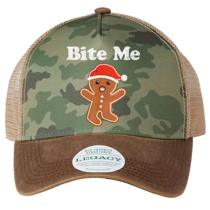 Funny Gingerbread Man Bite Me Christmas Cookie Costume Legacy Tie Dye Trucker Hat