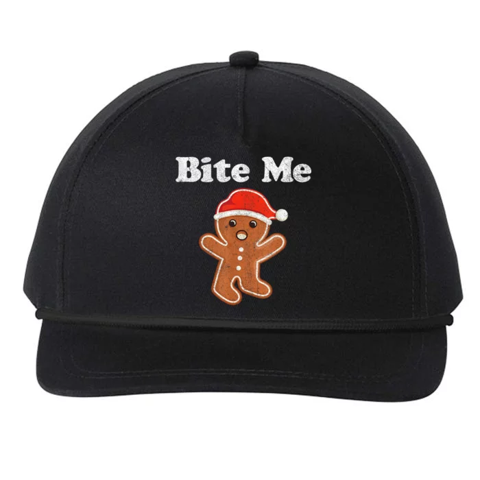 Funny Gingerbread Man Bite Me Christmas Cookie Costume Snapback Five-Panel Rope Hat