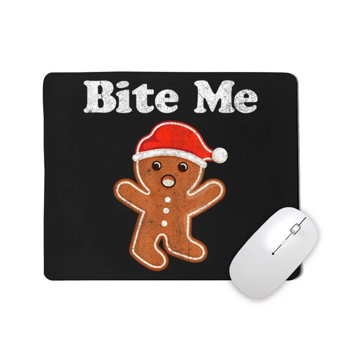 Funny Gingerbread Man Bite Me Christmas Cookie Costume Mousepad