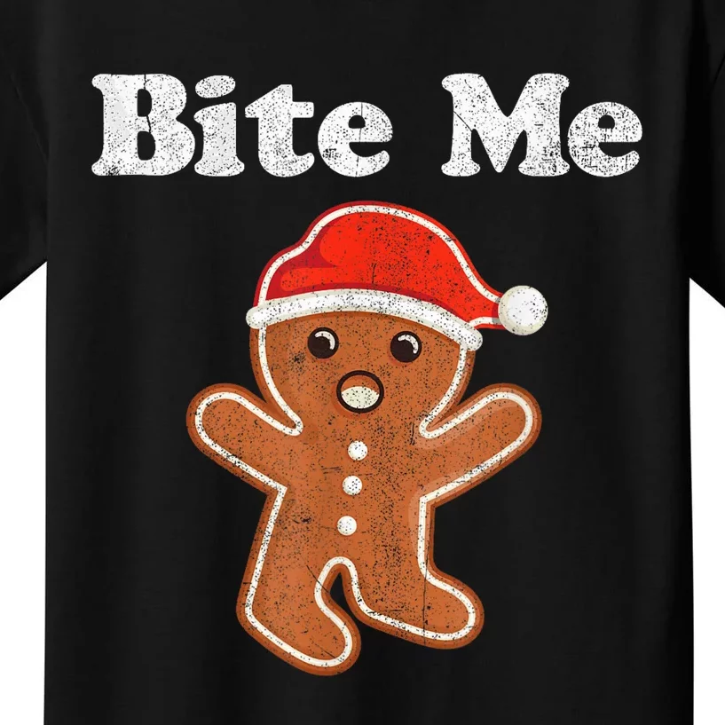 Funny Gingerbread Man Bite Me Christmas Cookie Costume Kids T-Shirt