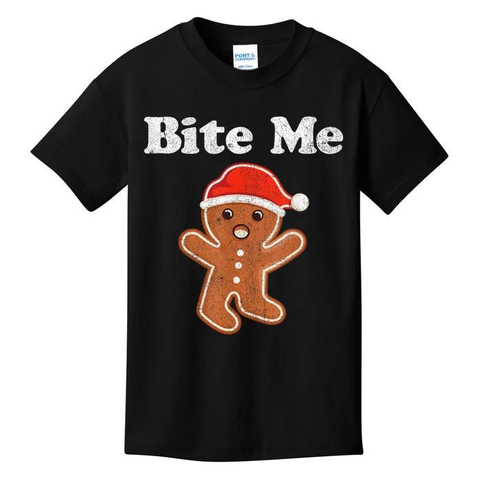 Funny Gingerbread Man Bite Me Christmas Cookie Costume Kids T-Shirt