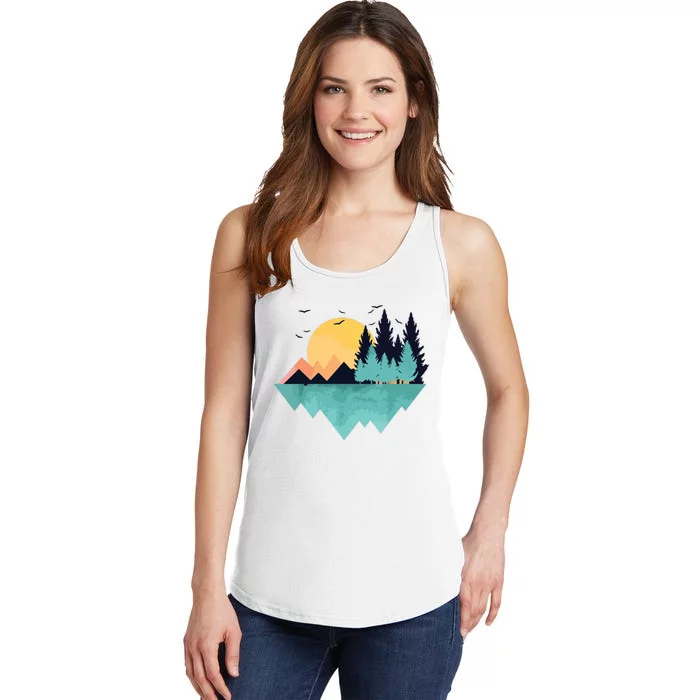 Funny Geometric Mountain Abstract Geometry Outdoor Gifts Ladies Essential Tank