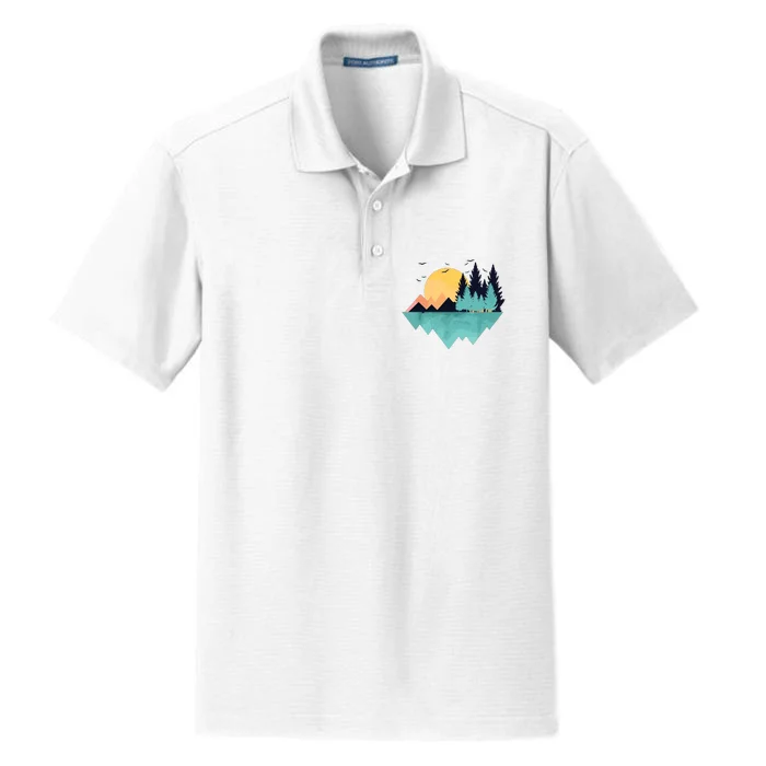 Funny Geometric Mountain Abstract Geometry Outdoor Gifts Dry Zone Grid Performance Polo