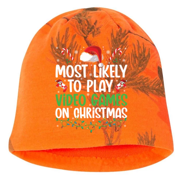 Funny Gamer Most Likely To Play Video Games On Christmas Cute Gift Kati - Camo Knit Beanie