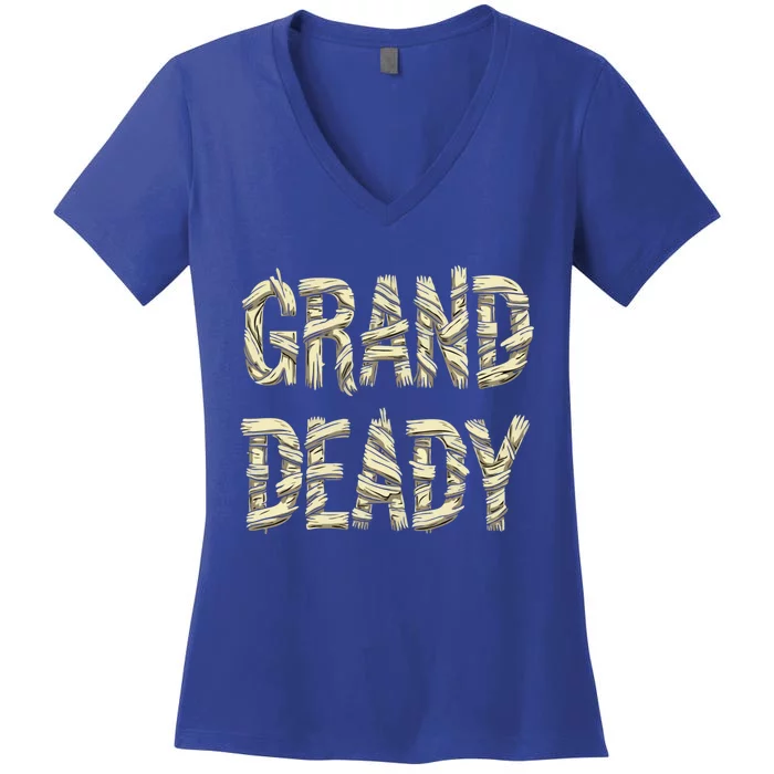 Funny Grand Mummy Matching Couple Halloween Family Costume Meaningful Gift Women's V-Neck T-Shirt