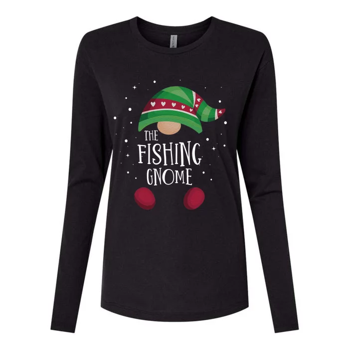 Fishing Gnome Matching Christmas Pjs Family Pajamas Fishing Gift Womens Cotton Relaxed Long Sleeve T-Shirt