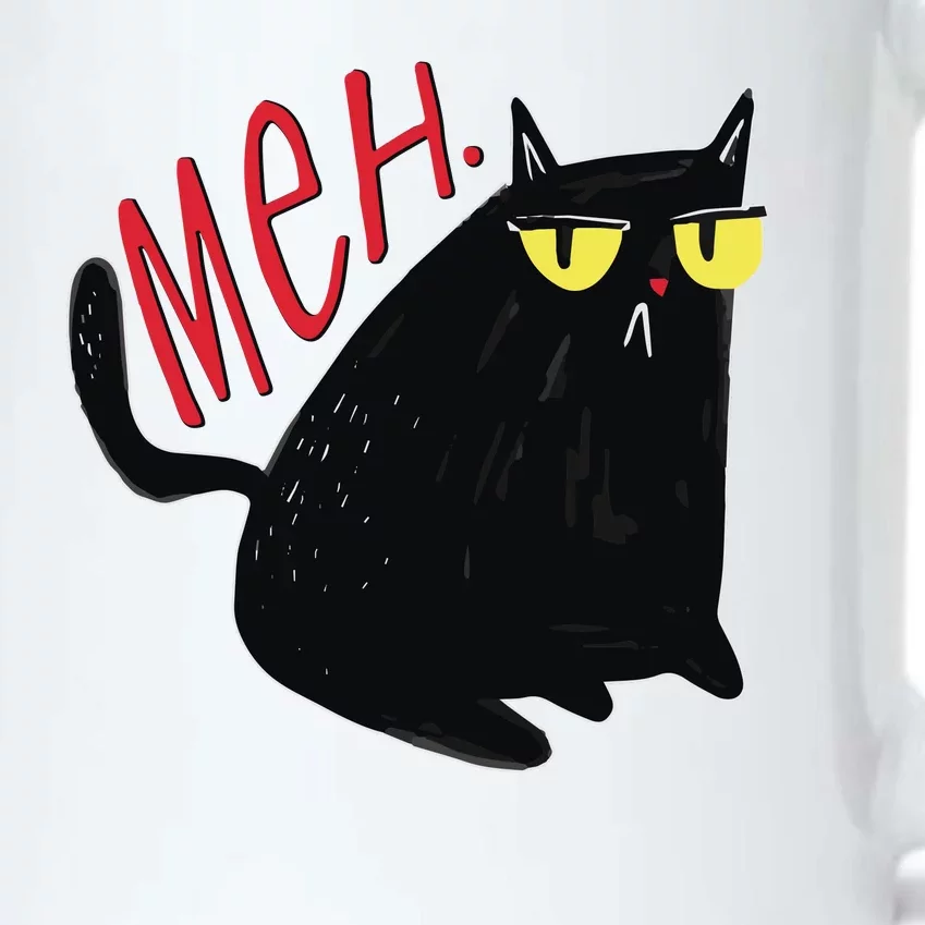 Funny Grumpy Meh Cat Black Color Changing Mug