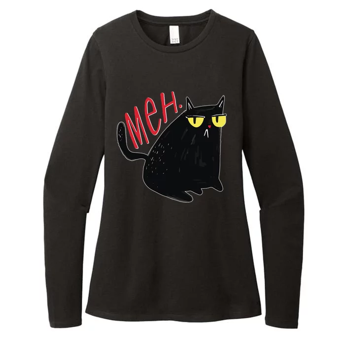 Funny Grumpy Meh Cat Womens CVC Long Sleeve Shirt