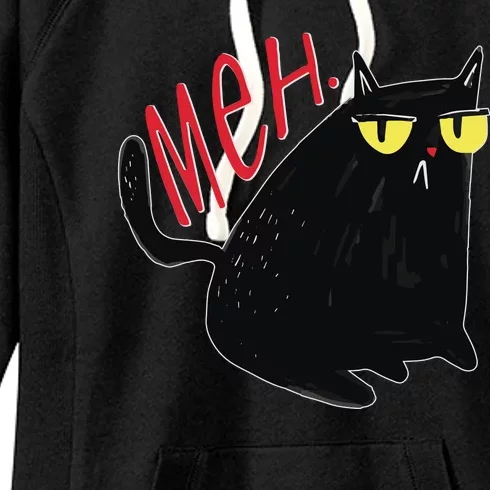 Funny Grumpy Meh Cat Women's Fleece Hoodie