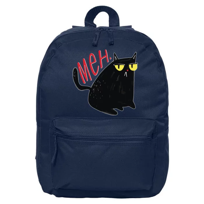 Funny Grumpy Meh Cat 16 in Basic Backpack