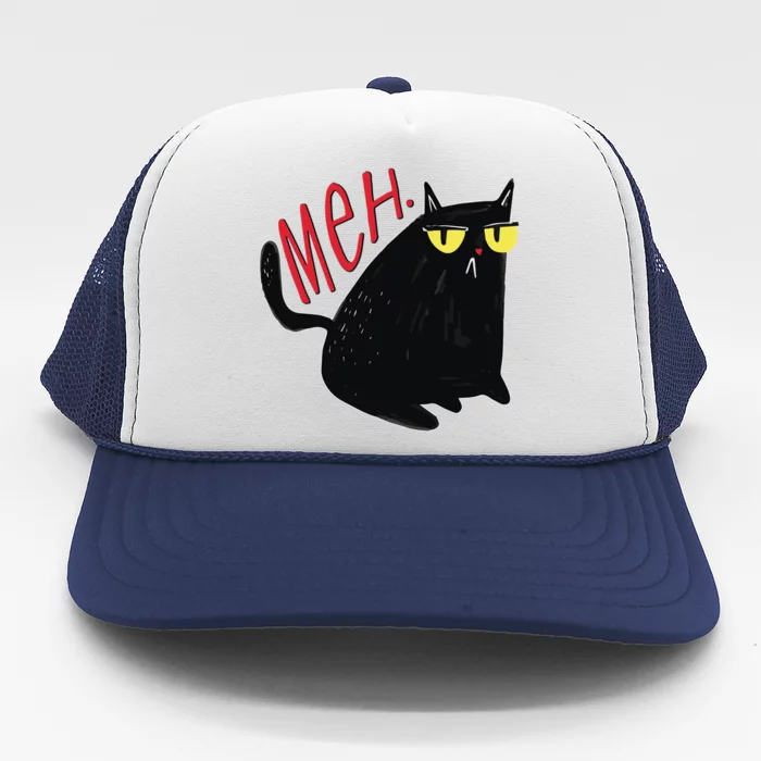 Funny Grumpy Meh Cat Trucker Hat