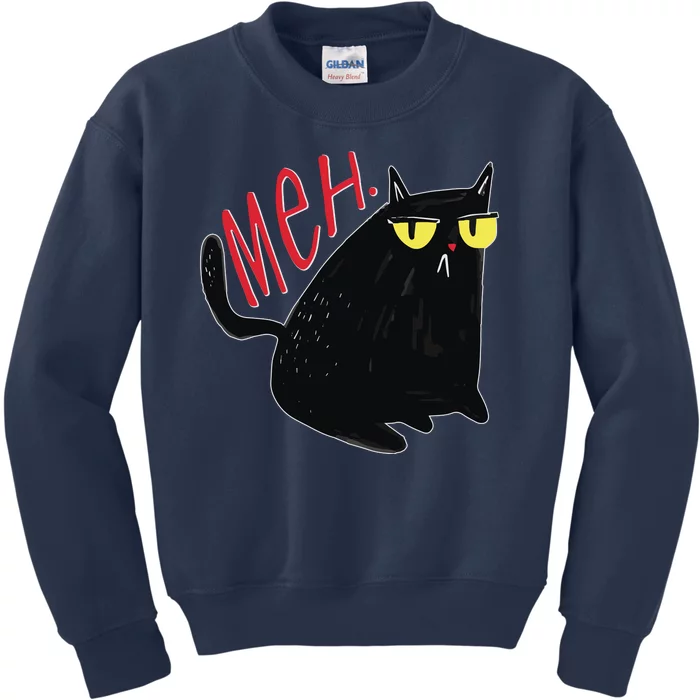 Funny Grumpy Meh Cat Kids Sweatshirt