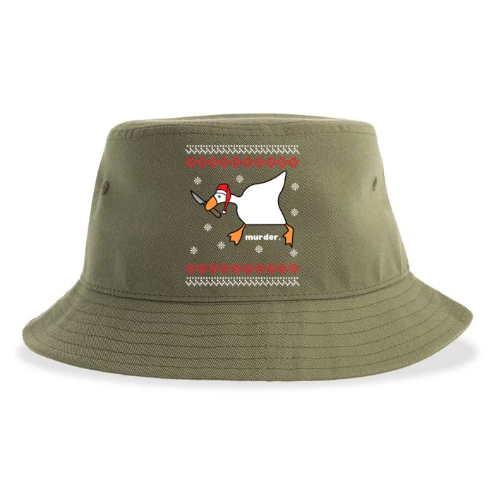 Funny Goose Murder Ugly Christmas Gift Sustainable Bucket Hat