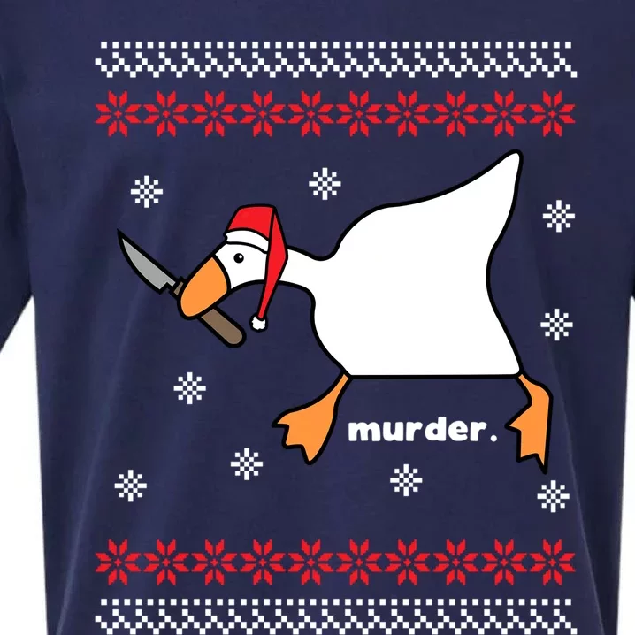 Funny Goose Murder Ugly Christmas Gift Sueded Cloud Jersey T-Shirt